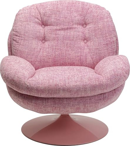 Kare Design Drehsessel Cosy, Pink, 84x81x83 cm, Sitzhöhe 46 cm, Drehbar 360°, Retro Sessel, Sitzmöbel, Wohnzimmer