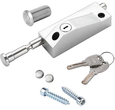 dingchi Cerradura para puerta de terraza, perno deslizante de aluminio pesado con dos llaves, 1 juego de cerradura deslizante para interior y exterior para puerta/ventana resistente a la oxidación