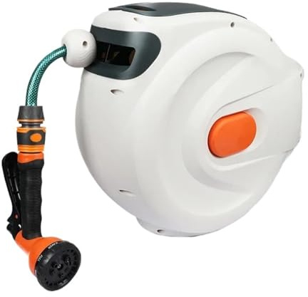Avvolgitubo Da Giardino Retrattile, Idropulitrice Ad Alta Pressione, Autolavaggio, Elettrico, Acqua, Aria, Tamburo, Dispositivo Telescopico Automatico Comodità A Portata Di Mano(20m)