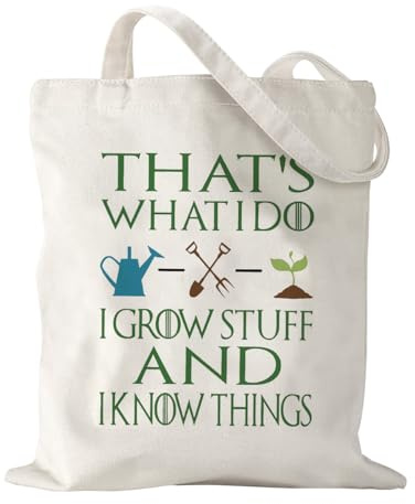 Gardening Gift Garden Gifts for Women Plant Canvas Tote Bag for Plant Lovers Gardeners That's What I Do I Grow Stuff And I Know Things Canvas Bags for Shopping Travel Gym Weekender Vacation
