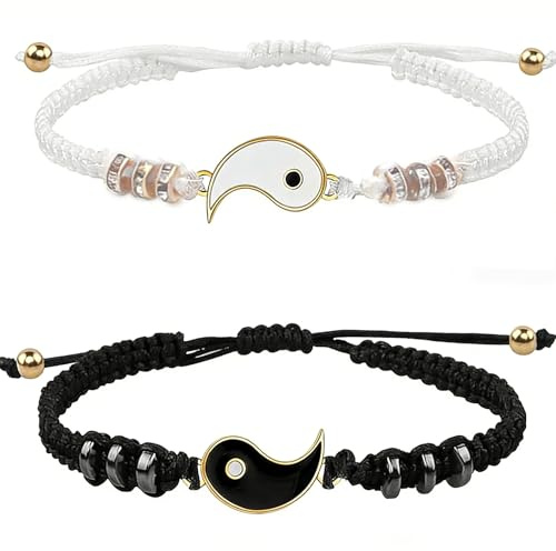KNUIUYY Emparejar Parejas y Amistad para Tejer Pulseras, San Valentín para Parejas, Relación de Amistad Novio Novia Regalo, pulseras trenzadas hechas a mano para el mejor amigo Compañeros de clase