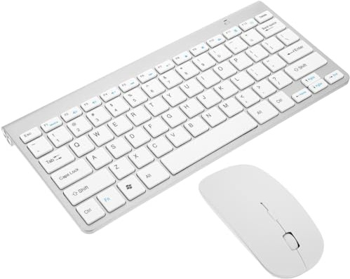 Teclado y Ratón Inalámbricos 2, 4 GHz 78 Teclas Abs Plata | USB Receiver Incluido, Teclado Multimedia Plug And Play, 1 Juego para Viaje de Negocios