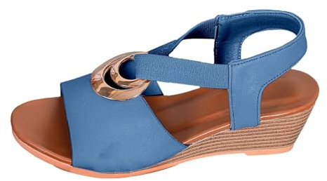 YIzdegg ortopediska sandaler damer sommar – sandaletter kilklack sandaler halkfria tofflor öppen tå sandaletter ultra-komfort romerska sandaler vattentäta fritidsskor för strandsemester, blå, 42
