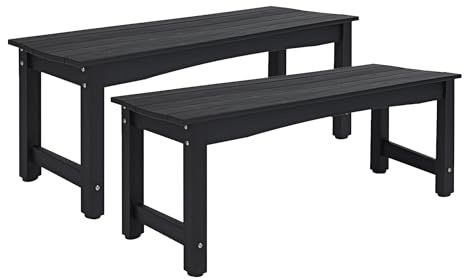 BIXUYOU 2-Personen-Terrassenbank ohne Rückenlehne,Gartenbank, Allwetter-Terrassenbank, wetterfeste Gartenbank, die Niemals verrottet und verblasst, für Garten, Veranda, Hinterhof und Park