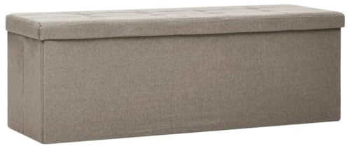 Mhdvray Faltbare Sitzbank mit Stauraum Taupe 110x38x38 cm Leinenoptik Truhenbank für Flur Wohnzimmer Schlafzimmer Balkon platzsparend robust bis 110 kg