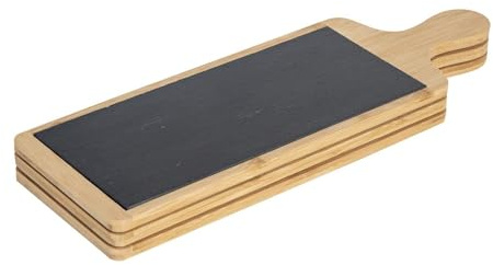 Argon Tableware Bamboo Slate Serving Paddle - 44.5 x 14.5cm - Pack of 3 - Natural Dinnerware Serving Platter Savoury Dish Cheese Board for Kitchens, Bar, Restaurant, Weddings, Events