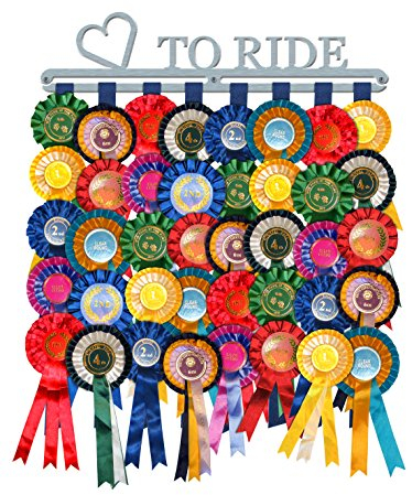 'Love to Ride' Rosette Hanger Medal Display Holder Brushed Stainless Steel - Made in Britain
