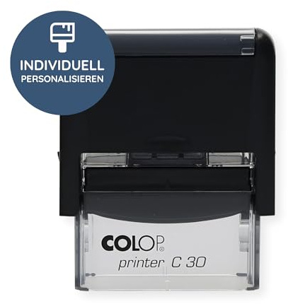 Colop Printer C30 Adressstempel personalisiert, 47x18 mm, 5 Zeilen, Schwarz | kompakter Selbstfärber mit Wunschtext – 5 Zeilen, Anti-Rutsch-Griff, Stempelkissen austauschbar