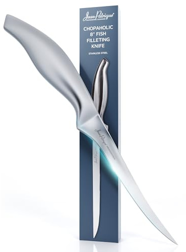 Jean-Patrique Chopaholic Fish Fillet Knife 8 inch Boning Knife for Meat Cutting with Thin and Flexible Blade - Stainless Steel