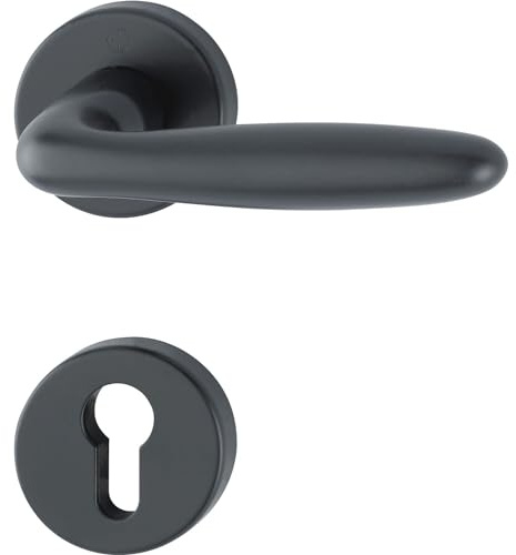 Hoppe Drückergarnitur Verona Türklinke mit Rosette PZ mit Schnellstift Aluminium schwarz matt