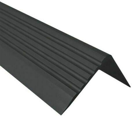 TMW Profiles RGP PVC Bullnose Stair Nosing 50mm × 42mm – Black – Anti-Slip Grooved, 1.18m Long (Black)