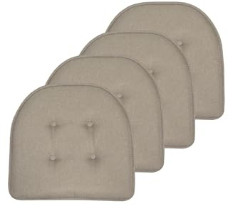 Sweet Home Collection Cojín de Espuma viscoelástica para Silla, con capitoné, Parte Trasera de Goma Antideslizante, en Forma de U, 17 x 16 Pulgadas, Color Caqui, Paquete de 4