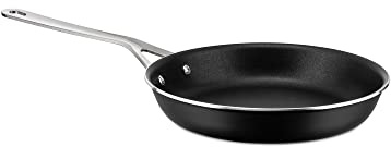 Alessi - Sartén en Aluminio con Revestimiento Antiadherente, Mango en Acero Inoxidable 18/10, Fondo en Acero magnético para la cocción por inducción, Negro