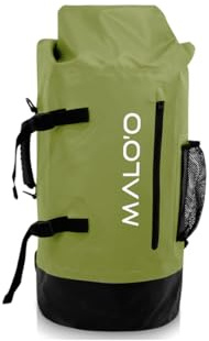 Malo'o 45L Wasserdichter robuster Rucksack für Kajakfahren, Camping, Angeln, Wandern, Tagesrucksack – Strandzubehör, Bootszubehör und Reiseausrüstung – Angelrutenkoffer-Gurte (grün)