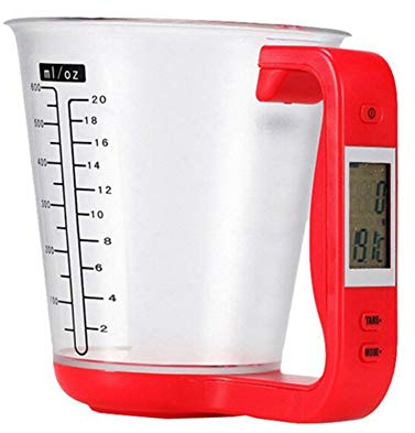 Chiatai Verre doseur électronique de cuisine avec écran LCD Rouge