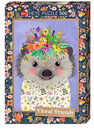 Heye Funny Hedgehog, Floral Friends 500 Teile Puzzle, Silver