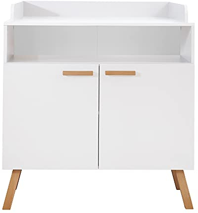 trendteam smart living - Mats - Wickelkommode - Weiß - 1 offenes Fach und 1 Einlegeboden - (BxHxT) 96 x 105 x 78 cm - lackierte Massivholzfüße und Griffe - kratzfest
