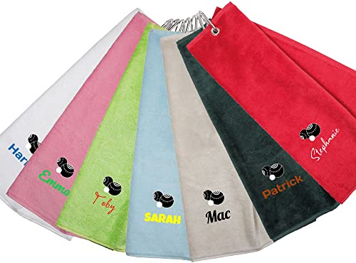 Always Looking Good Personalised Embroidered Lawn Bowls Towel with Name Tri Fold Luxury Velour 50cm x 40cm Custom Bowling Towel with Carabiner Clip