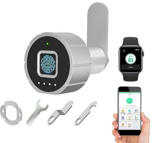 Fingerabdruck-Schubladen-Schloss eLinkSmart Telefon-App-Schrank-Schloss 30MM (27), biometrisches Möbelschloss mit 3 Schließzunge, 20 Fingerabdrücken, 500 App-Benutzern, für Haus, Büro und Mailbox