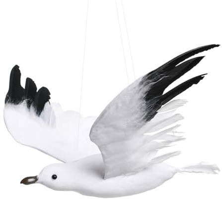 jojofuny Kreativer Möwenförmiger Anhänger Deko Modell 13 Zoll Hängende Künstliche Seagull Verzierung Für Party Hochzeit Garten Und Haushalt