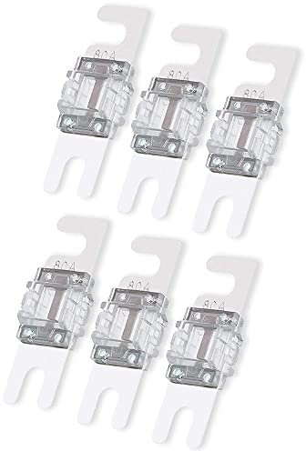 Greluma 6 pezzi Fusibili mini ANL da 80 A per fusibili elettronici per sistemi audio video marini per autoveicoli