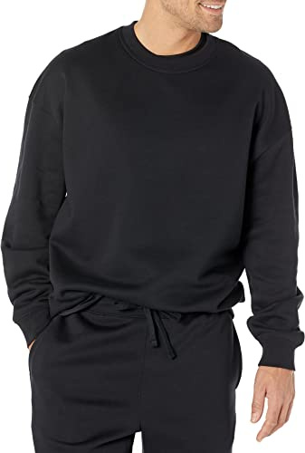 Amazon Essentials överdimensionerad tröja med rund hals för män (finns i stor och lång), svart, Large