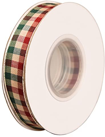 XNHIU Ruban tartan – 18,1 m x 25 mm, tartan de campagne, nœud d'arbre de Noël, arts floraux, bricolage