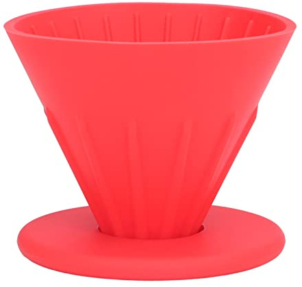 Alvinlite Kaffeefilter zum Übergießen, Silikon-Kaffeetropfer, papierloser BPa-freier Silikon-Kaffeefilter mit Deckeldichtung, zusammenklappbarer Kegelfilterhalter für Reisen, Camping(rot)