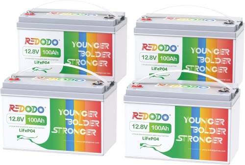 Redodo 12V 100Ah LiFePO4 Batterie mit 100A BMS, Group31, 1280Wh, 4 Pack | Ideal für Wohnmobilen, Notstromaggregaten, Solaranlagen, Bootsausrüstung, Marine, BootNotstromaggregaten, Elektromotoren