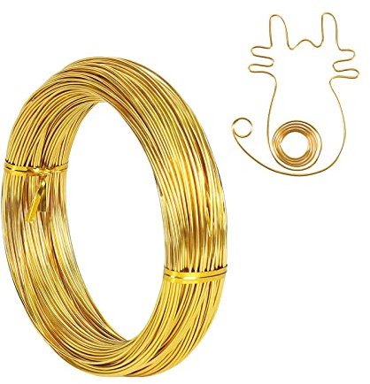 18 Gauge 1mm Aluminum Craft Wire, 165 Feet Bendable Metal Wire for Sculpting, Bike Modelling Skeleton Crafting Floral Making, Jewelry Making, Weaving and Wrapping (Gold)