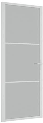 vidaXL Innentür Modernes Design Glastür Komplettset Zimmertür Tür Drehtür Wohnungstür mit Montagezubehör 83x201,5cm Weiß Mattglas Aluminium