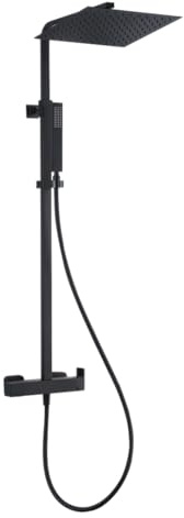 Essebagno Square II quadratische schwarze Duschsäule mit mechanischem Einhandmischer