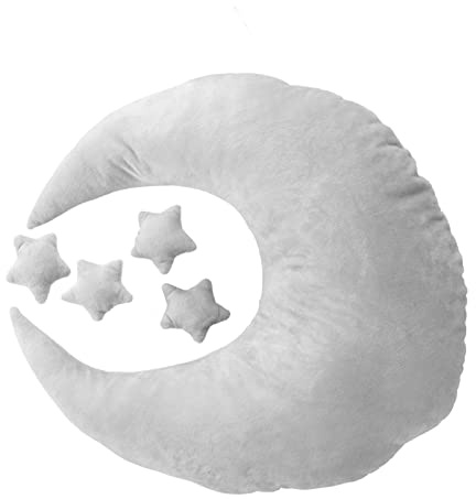 SEAFRONT Newborn Baby Photography, Baby Posing Pillow Photography Moon Pillow Props Elegant Moon PillowCute Soft Photo Props Posing Pillow for Boys or Girls Photo Props Shoot Studio (Gray)