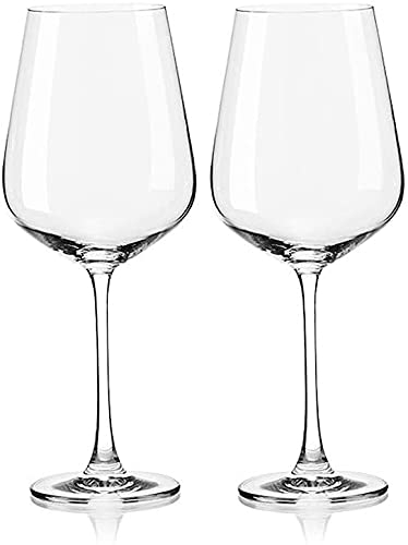 QUNINE Rotweingläser, transparent, großes Weinglas für Rotwein, Stielglas, Weinbecher, 2er-Set, 650 ml (Farbe: B) (A)