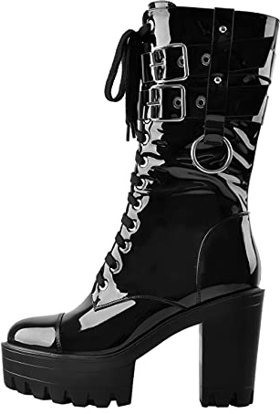MissHeel Bottines à plateforme - Bottes basses - Bottes gothiques à tige courte - Talon bloc - Style punk