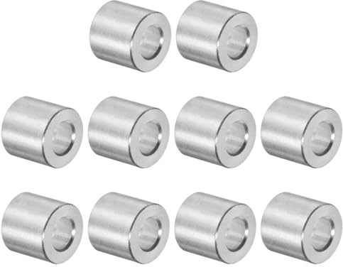 sourcing map 10Pcs Espaciador de Aluminio 5mm ID 10mm OD 10mm de L | Acabado Liso Espaciador Redondo para Tornillos Pernos y Barras M5