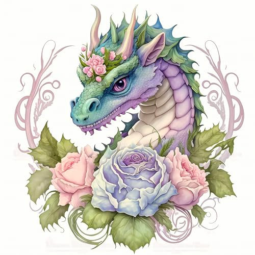 Stoffbahn, 20,3 x 20,3 cm, Drache, 100 % Baumwolle, quadratisch, AM1425