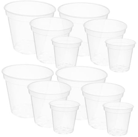 INOOMP Lot de 12 Pots à Orchidées Transparents en Plastique avec Trous