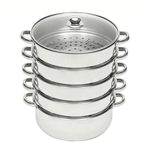 Ångkokare Mantowarka ångkokare rostfritt stål mantykokare ångkokare ångkokare induktion skonsamt garer ångkokare grönsaker potatispjäll ångkokare 5-lagers soppgryta set 26/28/30 cm (26 cm)