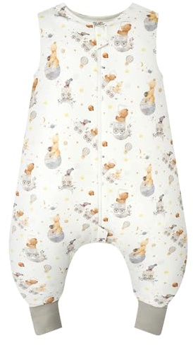 WYTbaby Sacco Nanna Con Piedini 100% Cotone 1 Tog Tutto l'Anno per Bambini 3-4 Anni