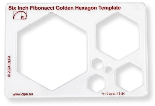 Fibonacci 6 Hexagon Drawing Template, Golden Ratio Stencil