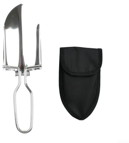 Portable Camping Spade, Stainless Steel Folding Shovel with Storage Bag