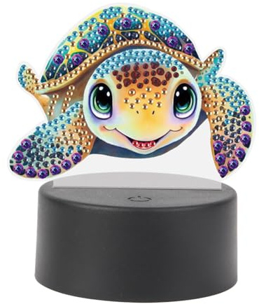Starnearby DIY Diamond Painting Schildkröte Deko, 5D Diamant Painting Kreative Nachtlicht Bastelset Diamantmalerei Kunst Set, Ornamente Geschenke für Mädchen (Meeresschildkröte)