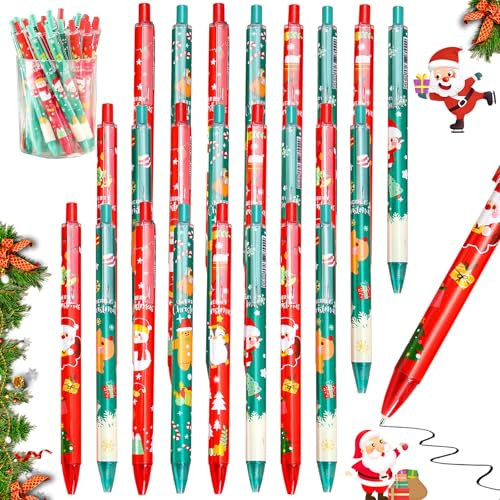 DTXYBC Kugelschreiber weihnachten, 24 Stück Weihnachtsstifte, 0.5mm Druck-Weihnachtskugelschreiber, Weihnachtskugelschreiber, Perfekt als Weihnachtsgeschenke für Studenten, Kinder und Kollegen