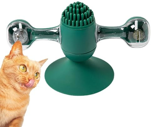 Moulin à Vent pour Chat - Jouet interactif pour Chat - Jouet d'exercice à mâcher pour Chat - Dents dentelées Amusantes, Balle Centrale, à Chat et Jouet à Presser avec Ventouse pour