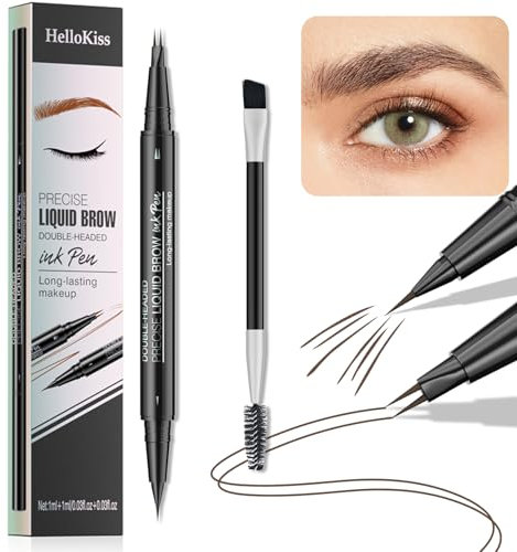 Liquid Eyebrow Pen - New Double Headed 2 Tip Eyebrow Pen with Brow Brush, Eyebrow Contouring Pen for Natural Looking Defined Eyebrows (# 02)