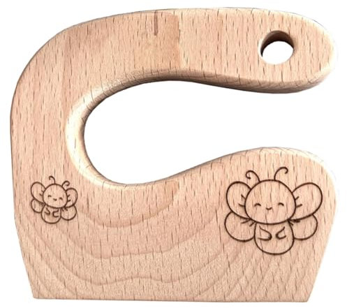 NoriKids Kindermesser aus Holz | Für Obst, Gemüse & Brot | Kindermesser ab 2 Jahre | Spielerisch schneiden Lernen | Personalisiertes Küchenmesser für Kinder | Montessori Messer | Tiermotiv