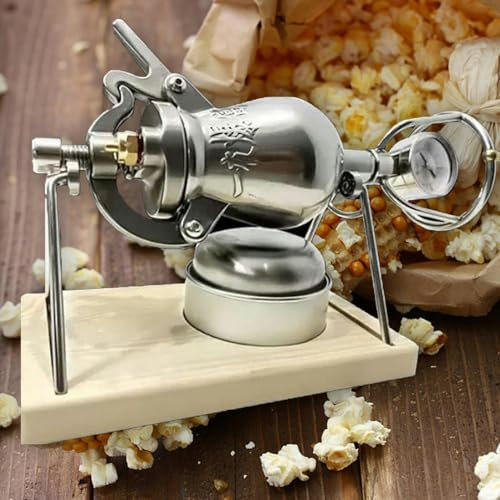 Machine à Pop-Corn Saine sans Huile, Machine à Pop-Corn Vintage en Acier Inoxydable 304, Machine à Pop-Corn Manuelle, Cadeaux pour la décoration de la Maison de Vacances, 100 ML