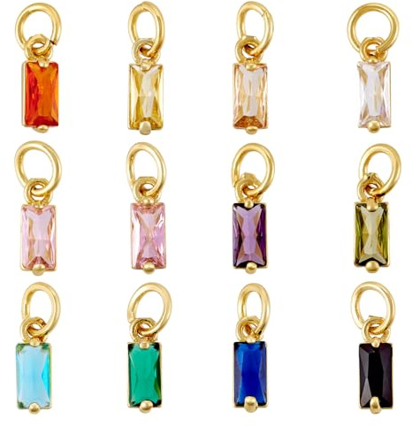 Spritewelry Äkta 18K guldpläterade strass berlock hängen månadssten berlocker tårdroppe fjäril hjärta kubisk zirkonia örhänge berlocker för armband smyckestillverkning, Small, Glas, Kubisk zirkonia