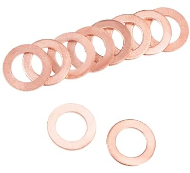INFINAUTO 50 rondelle piatte metriche M8 x 13 mm x 1 mm, in rame, anello di tenuta per bulloni, dadi, design elegante